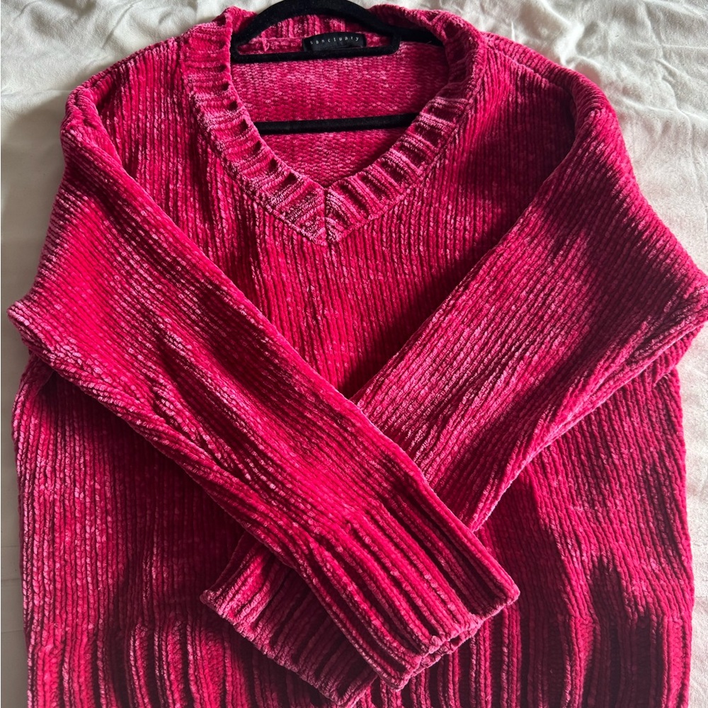 Sanctuary Deep Pink V-Neck Sweater